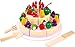 7794 Torta di compleanno da tagliare small foot in legno, accessori per la cucina da gioco dei bambini, le fette della torta sono collegate con velcro, a partire da 3 anni