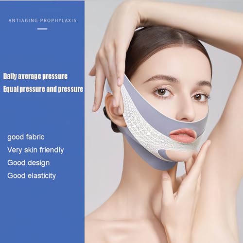 Image of Face Slimming Mask, V-Line Lifting Band, Double Chin Reducer, Facial Contour Shaping Strap (Grey)