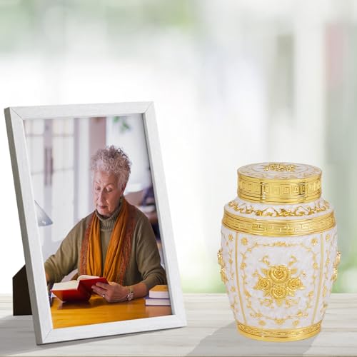 Image of Medium Cremation Urns for Human Ashes for Adult Female /Women /Mom | 7.1Inch Golden Rose Medium Size Decorative Urns for Ashes for Adult Male /Men /Dad,Decorative Urn for Funeral, Burial, Home