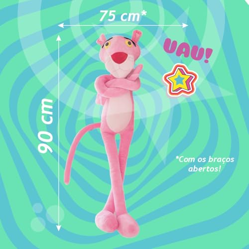 Pantera Cor de Rosa Brinquedo de Pelúcia Grande 90 cm Com Musica da Personagem Tem Roupa Brinquedo d