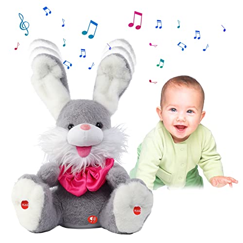 Image of MIAODAM Peek-A Boo Bunny Toys for Toddlers, Bunny Stuffed Animal, Children Song & Lullabies Talking Toys, Cute Easter Bunny Toy with Floppy Ears, Interactive Gifts for Baby & Toddler