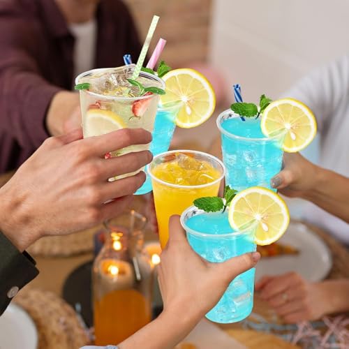 Lamosi 300 Pack 12 oz Clear Plastic Cups,12 Ounce Disposable Cups, Cold Drinking Cups for Party, Picnic, BBQ, Travel, Halloween, Christmas, Events
