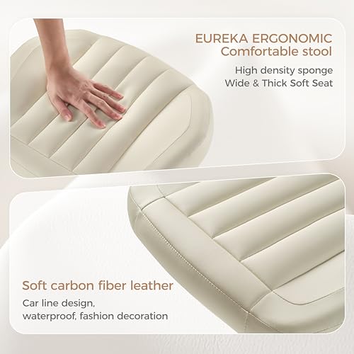 Image of EUREKA ERGONOMIC Multi-Use Foot Stool, Height Adjustable Footrest Stool with Wheels, 360Swivel Leg Rest Rolling Chair, Rest Ottoman Under Desk for Home Office,Beige