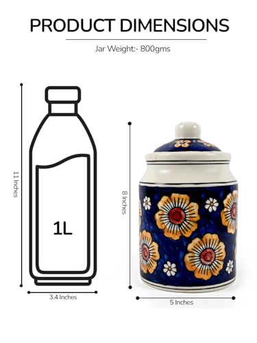 Image of Ceramic Pickle Jars For Storage Achar Chini Mati Barni Jars Jadi Jaadi Jadilu Pots Containers For Storing Salt, Tamarind Kitchen Storage With Lid, 850mL NON AIRTIGHT, Yellow Multicolour