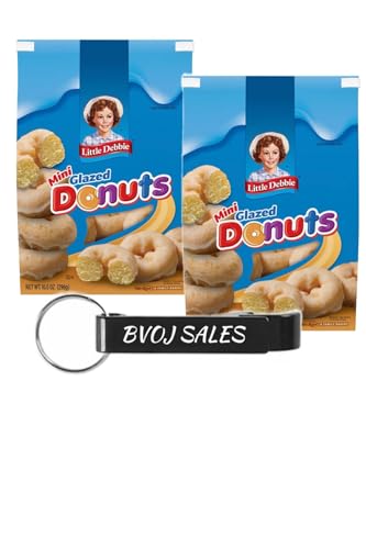 Little Debbie Mini Donuts, Glazed Re-closeable Bag 10.5oz, Pack of 2 (1) BVOJ SALES Keychain