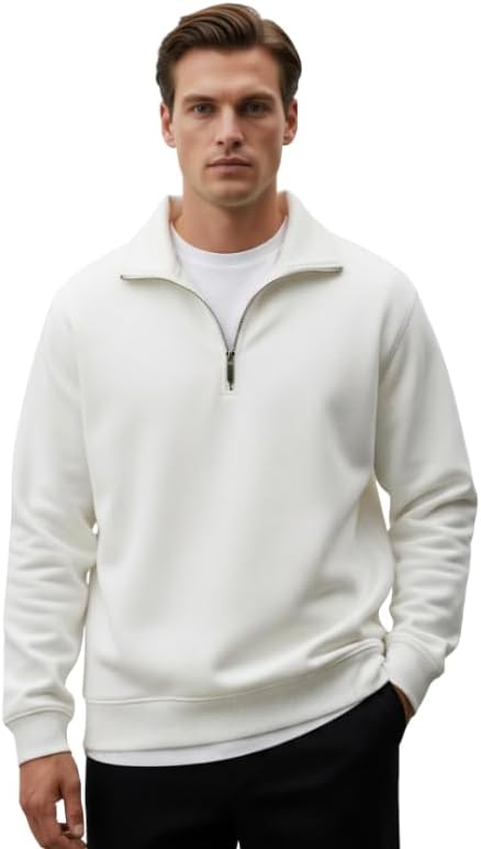 Mens Quarter Zip Pullover Comfort Soft Sweater Sweatshirt for Men 1/4 Zip Pullover Mens Sweaters