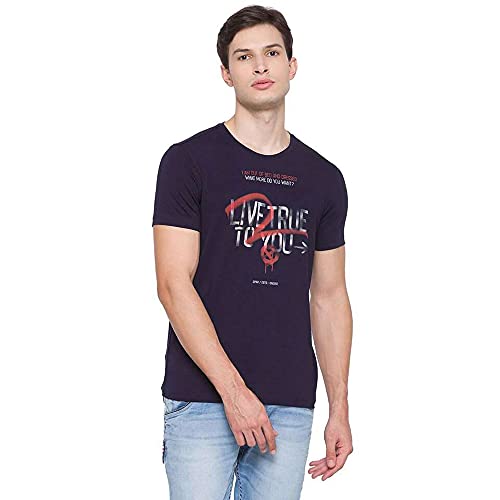 Image of Spykar Printed Blended Slim Fit Mens T-Shirt (A21MKT02BA033WH-P)