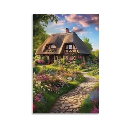 Impression sur toile cottage rustique pour habiller un mur vide