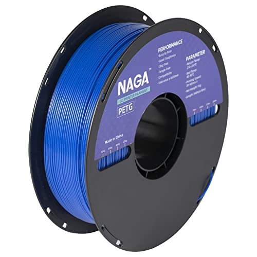 NAGA PETG Filament 1.75mm,Tough & Durable 3D Printer Filament,Blue PETG 1kg Spool(2.2lbs),Dimensional...