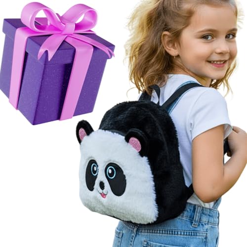 Mochila infantil pequena de pelúcia panda macia leve meninas 3 4 5 anos para brinquedos caderninhos lanche presente natal aniversário dia das crianças passeio escola creche (Pandinha)