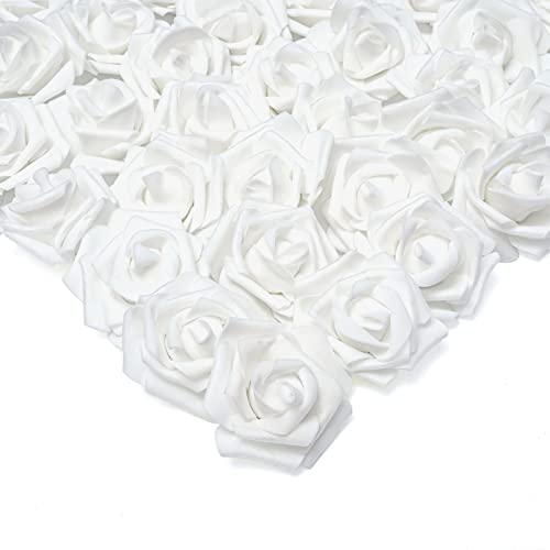 Warmiehomy Mousse Roses Mousse Têtes Fleur Artificielle Bouquet De Mariée 50 Pcs DIY Mousse Roses Idéal pour Mariage, Fêtes, Maison, Jardin, Décoration De Bureau (Blanc) Cover