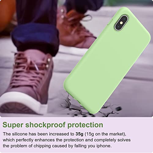 Vooii For Iphone X Case, Iphone Xs Case, Soft Silicone Gel Rubber Bumper Case Microfiber Lining Shockproof Full-Body Protective Case Cover For Iphone X/Xs - Matcha #TOP5