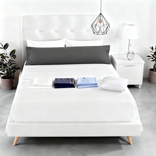 SABANALIA - Funda de Almohada 135 | 155x45 | Modelo Combina | 50% Algodón 50% Poliéster | Fácil Planchado | Resistente al Lavado Compatible con Almohadas y Cojines | Gris