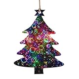 WHJSHOP Étoiles arc-en-ciel colorées imprimées décorations de Noël en bois en forme d'arbre de Noël 1 pièce. Matériau du produit : Fabriqué en buis, respectueux de l'environnement et sans pollution. Léger et durable