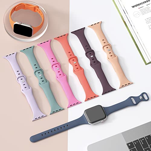 5 Pack Slim Thin Silicone Band Compatible with Apple Watch Bands Women Men - image 3