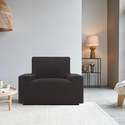 Housse de canapé noire 1 place extensible 70-110 cm effet rénovation - 3
