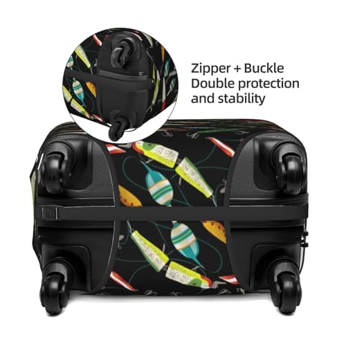 Suitcase Cover For Luggage Fishing Lure Print Elastic Washable Stretch Travel Luggage Covers Protector Cover4