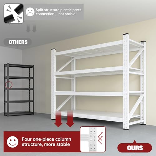 Image of RAVIGIN 3000LBS Storage Shelves, 48 inch W Garage Shelving Heavy Duty Metal Adjustable Garage Shelves, Shelving Units Industrial Shelving for Warehouse, 48 inch W x 23.7 inch D x 70 inch H,White