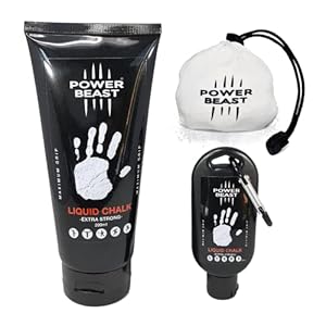 Power Beast Magnesiumvloeistof, 200 ml + 50 ml + 60 g, navulbaar magnesiumkrijt, vloeibaar krijt, gym, calisthenic…