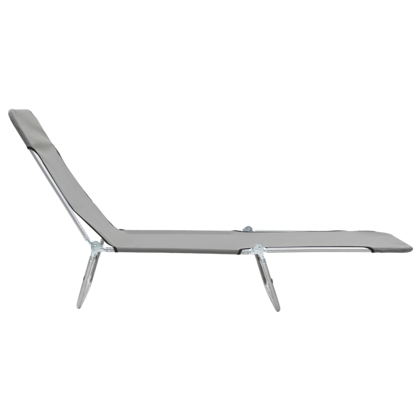 Homgoday Chaises Longues Pliables Lot de 2 Acier et Tissu Gris, Bain de Soleil de Jardin Dossier Réglable, Lit de Camping Transat de Relax pour Plage, Extérieur, Balcon, Terrasse