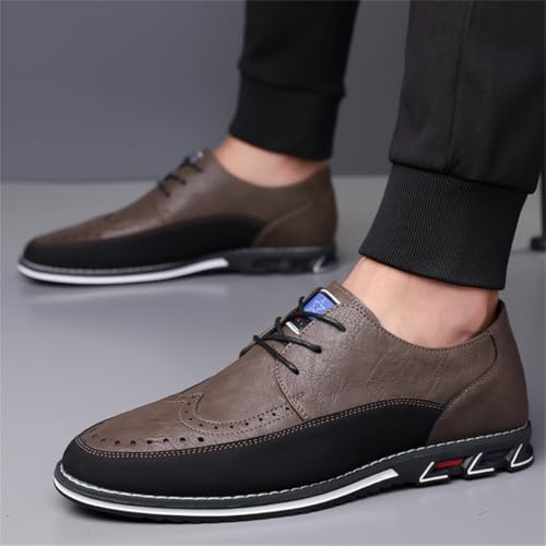 Image of Men's Casual Dress Oxfords Shoes Business Formal Italy Prince Classic Oxford Lace Up Craft Mesh Sneakers