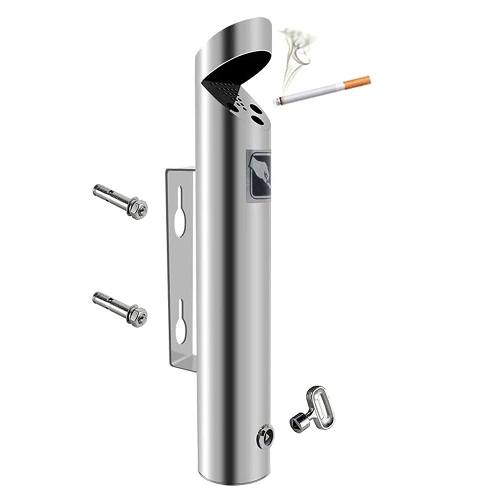 Vnvfjklo Ashtrays For Cigarettes Outdoor Wall-Mounted Ashtray, Stainless Steel Cigar Ash Bin Wall Mounted Ashtray For Public Places Outdoor Commercial Cigarette Butt Container