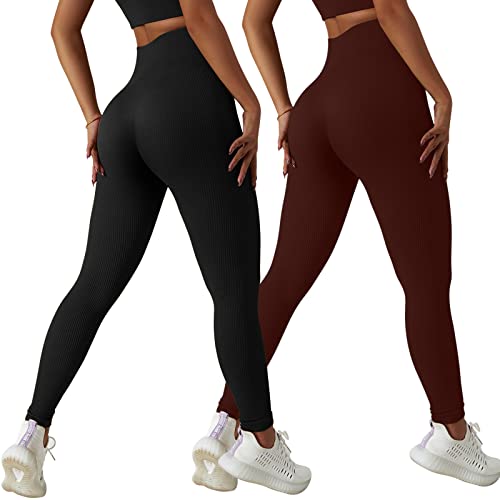 Xunerloy 2er-Pack Leggings Damen Sport Gym Leggins Sporthose High Waist...
