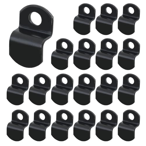 Image of T Tulead Black Offset Canvas Clips 1 /4 inch Single Hole Mirror Clip Iron Offset Clip for Picture Framing 20PCS with Screws