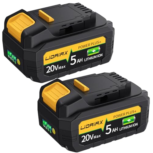 Image of True Capacity Replacement Battery Compatible with Dewalt 20V Max Tool, Automotive Grade Lithium Ion Cells, V0 Highest Grade Fireproof Case, Longer Runtime - 5.0AH, 2 Pack