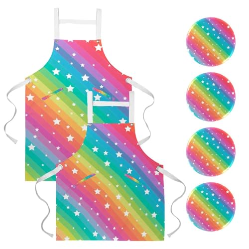 Tablier de serveuse pour cuisine et pâtisserie créative : lot de 2 avec étoiles