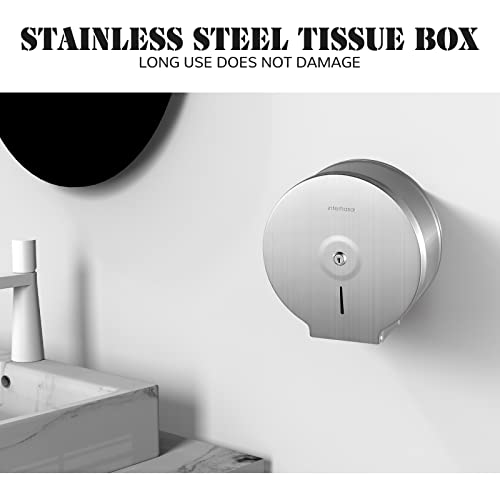 Interhasa! 304 Stainless Steel Toilet Tissue Dispenser Wall Mount Jumbo Roll Toilet Paper Towel Dispenser 9 Inch Single Roll Toilet Dispenser Key Lock (Stainless Steel-It118) #TOP1