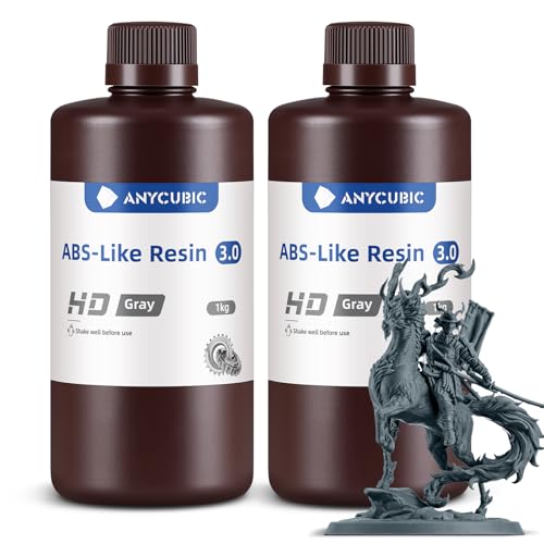 Image of ANYCUBIC ABS-Like Resin 3.0, 3D Printer Resin with Enhanced Strength and Toughness, High Precision and Minimal Shrinkage, Wide Compatibility for All LCD Resin 3D Printers (HD Grey, 2kg)