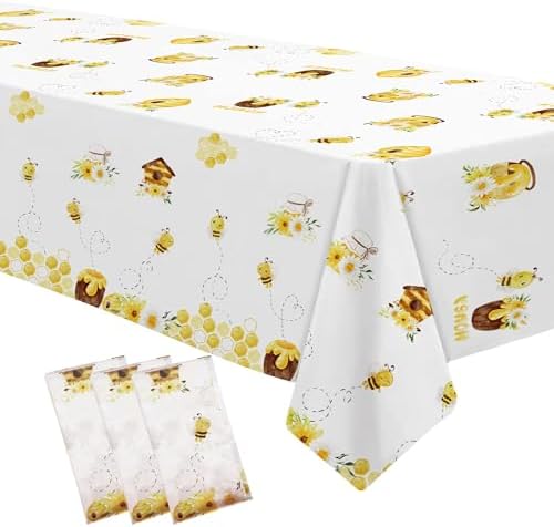 Bee Baby Shower Decorations Party Tablecloth, Disposable Bumble T...