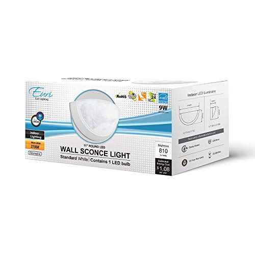 Image of Euri Lighting EIN-WL51WH-1020cec, Indoor Half Moon Sconce, 9W, 810lm, 2700K, 90+ CRI, Dimmable, E-Star, CEC (CA Compliant), JA8, Damp Rated, Lamp Included, White Housing, 10YR WTY