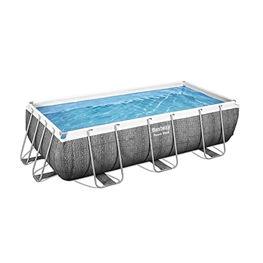 Bestway Power Steel Deluxe Frame Pool - Piscina Rectangular Con Marco De Acero Estable, Juego Completo, Aspecto De Ratán, Color Marrón, 404 X 201 X 100 Cm