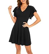 FANCYINN Women's Ruffles Sleeve Mini Dress A Line Swing Flared Skater Cocktail Party Juniors Dress