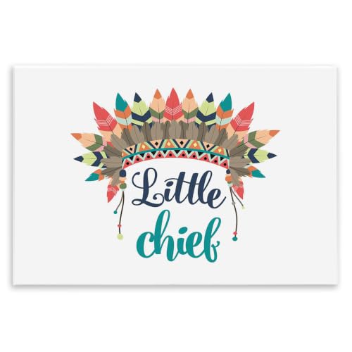 Stupell Home Décor Little Chief With Feathers Wall Plaque Art, 10 x 0.5 x 15, Proudly Made in USA