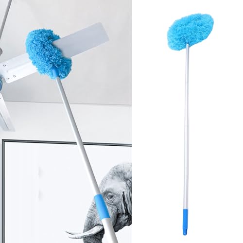 Image of Multifunctional Duster with Extension Pole, Ceiling Fan Cleaner Duster Washable, 360 Rotation Dusters for Cleaning, 140cm Dust Removal Tool for Furniture (Blue)