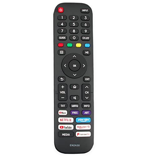 VINABTY Sostituzione Telecomando Adatta per EN2A30 Hisense Smart TV A4BG AE7000F 43A7100FTUK 43AE7000F 50A7100FTUK 50AE7000F 55A7100FTUK 58A7100FTUK 65A7100FTUK 65AE7000F