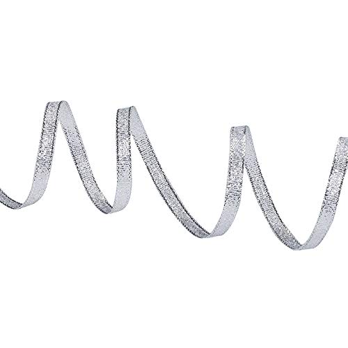 Molshine WT-OR64 125Yard(5Rolls) Silver Organza Ribbons Shimmer Sheer Thin Glitter Ribbon thumb #2