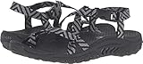 Skechers Modern Comfort Sandals Women's Reggae-Haystack Toe Ring Sandal,Black/Grey,7 M US