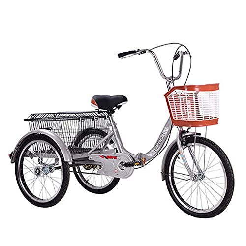 Triciclo plegable para adultos, ruedas de 20 pulgadas, 3 ruedas, monocarga, con canasto, marco de aluminio, capacidad de carga ajustable hasta 150 kg miniatura 1