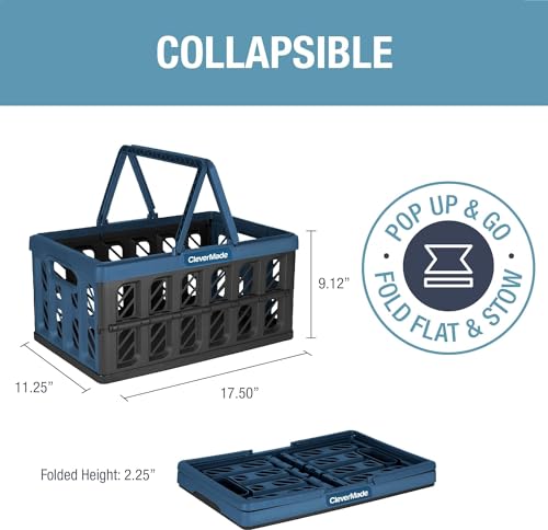 Clevermade 8534568-AAV3PK Collapsible Shopping Basket, Ocean, 3Pk - 24L (6 Gal) Reusable Plastic Grocery Shopping Baskets thumb #1