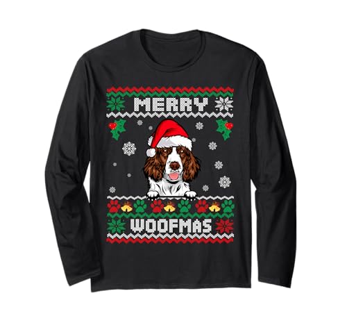 Joyeux Noël Woofmas English Springer Spaniel Chien Noël Manche Longue