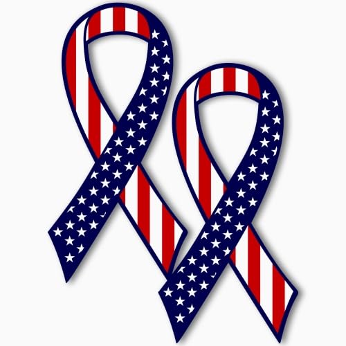 Image of Magnet Me Up American Flag Ribbon Magnet Decal, 3.5x7 Inches, 2 Pack Heavy Duty Automotive Magnet for Car Truck SUV, Crafted in USA