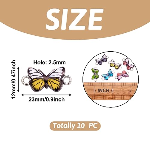PandaHall 10pcs Enamel Butterfly Link Charms Butterfly Links Connectors Pendant with Platinum Loop for Earrings Bracelets Necklace Jewelry Making - Image 3