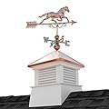 18" Square Manchester Vinyl Cupola with Horse Weathervane by Good Directions,White