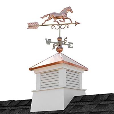 18" Square Manchester Vinyl Cupola with Horse Weathervane by Good Directions,White
