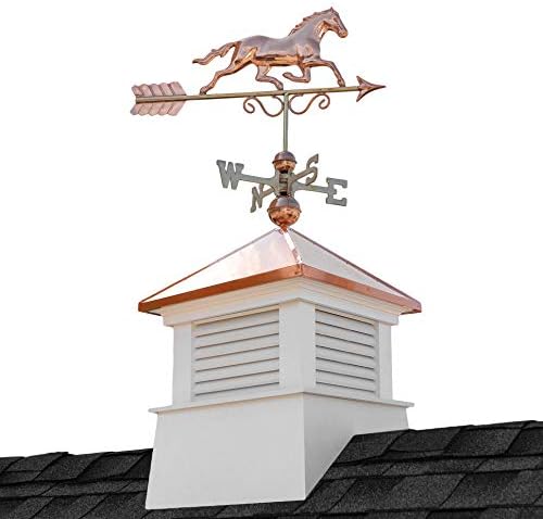 18" Square Manchester Vinyl Cupola with Horse Weathervane by Good Directions,White