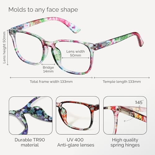 Image of CCVOO Reading Glasses for Women /Men, Eyeglasses, Blue Light Readers for Women /Men, Computer Eye Glasses, Cheaters
